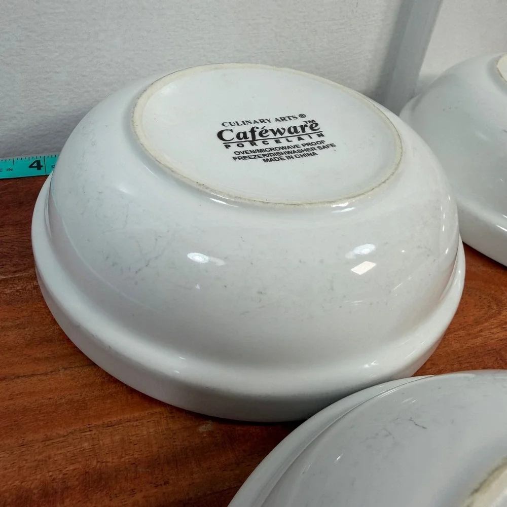 Culinary Arts Cafeware White Porcelain Pasta/Salad/soupBowls Set of 4 6-1/4